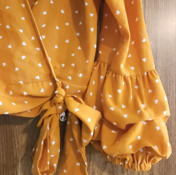 Romantic Wrap Top Fall Colors Tie Front Bell Shape Cuffs Size M - Picture 9 of 9